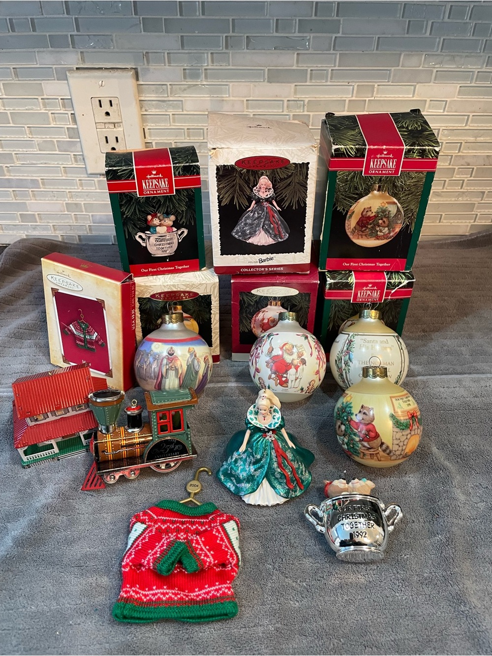 Vintage Christmas Ornaments 1990’s Hallmark Barbie Train Lot
